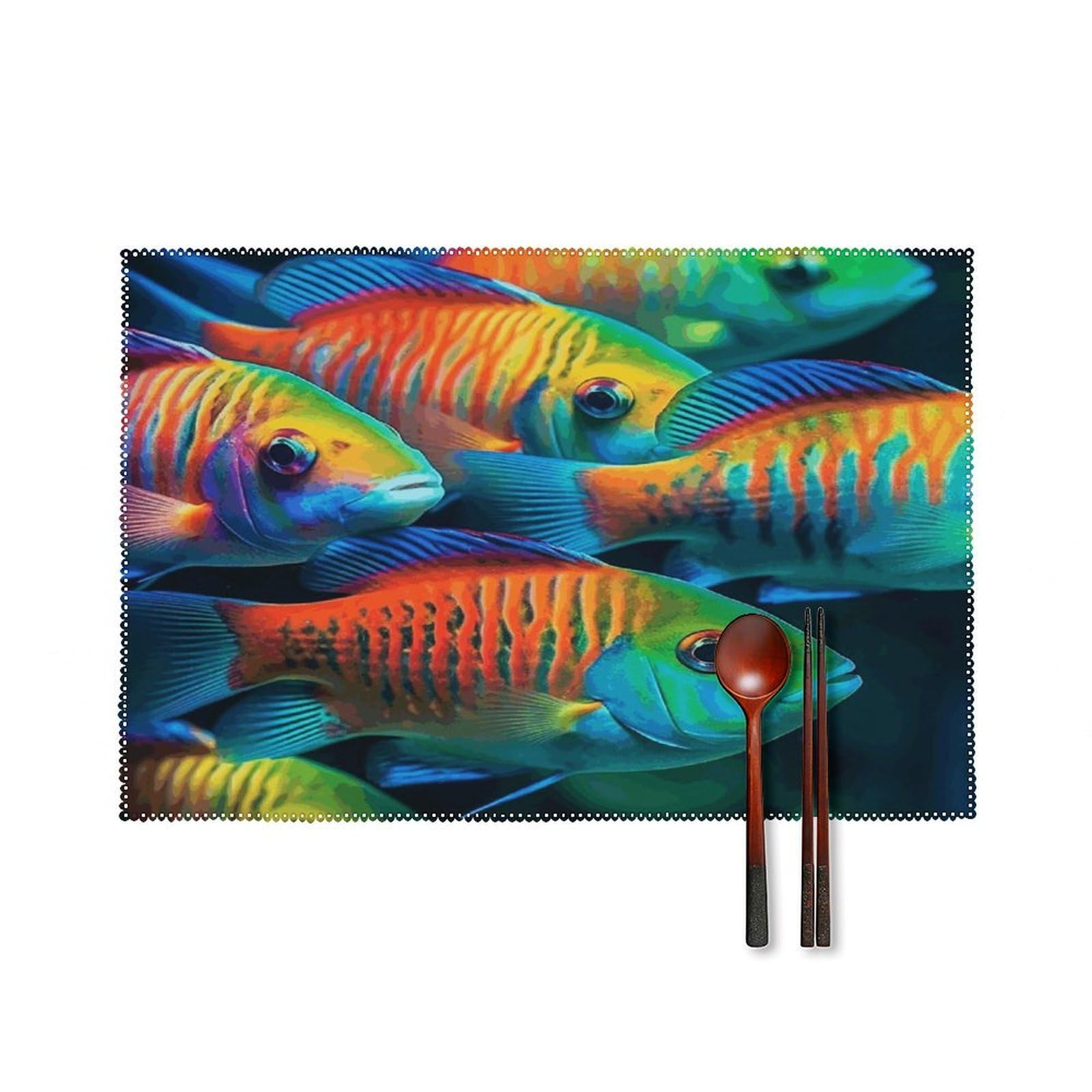 Fodpand Style Fish Swimming Together Placemats Set Of 4 Place Mats Table Mats