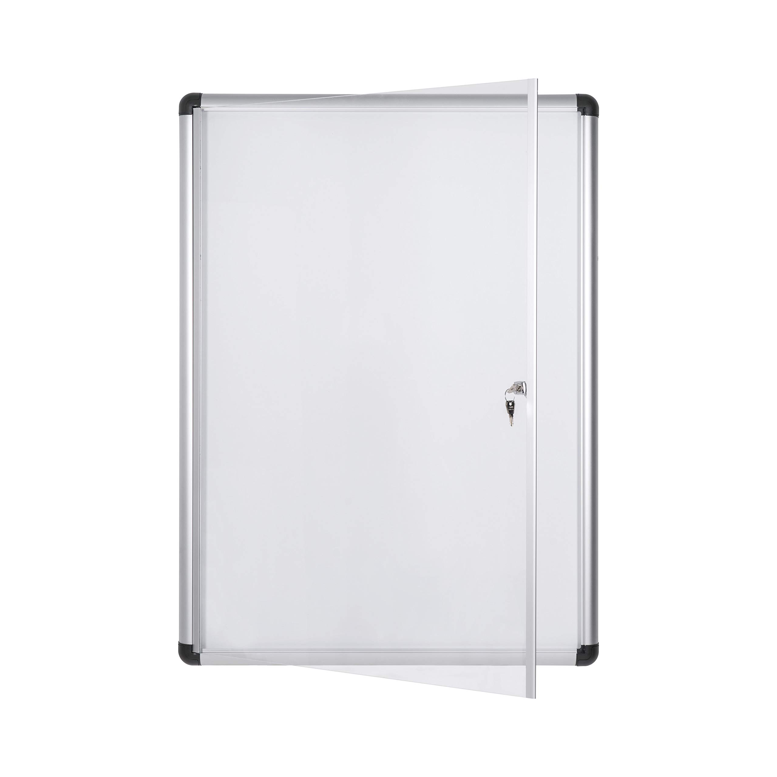 Bi-Office Boletín Enclore Extra, Superficie magnética en acero lacado, Tablón de anuncios con puerta con bisagras para interiores en aluminio, 723 x 984 mm - 9xA4