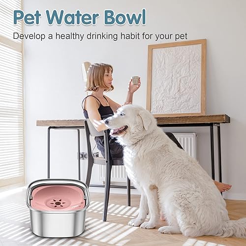 Miniatura 6 de UPSKY Tazón de agua para perros de 3L, 101 onzas, de acero inoxidable, gran capacidad, sin derrame, tazón de agua para comida de perro, alimentador