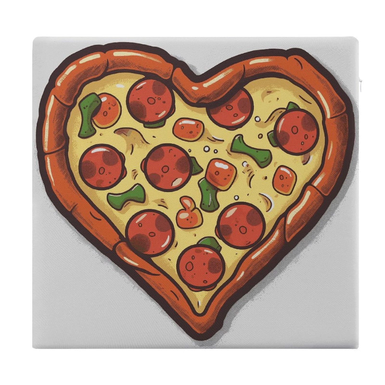 FekiLoot I Love Pizza Heart Seat Cushion for Dining Chairs Breathable Square Chair Pads Memory Foam Chair Cushions Comfortable Non-Slip Seat Pad Meditation Floor Pillow 13.8”x15”