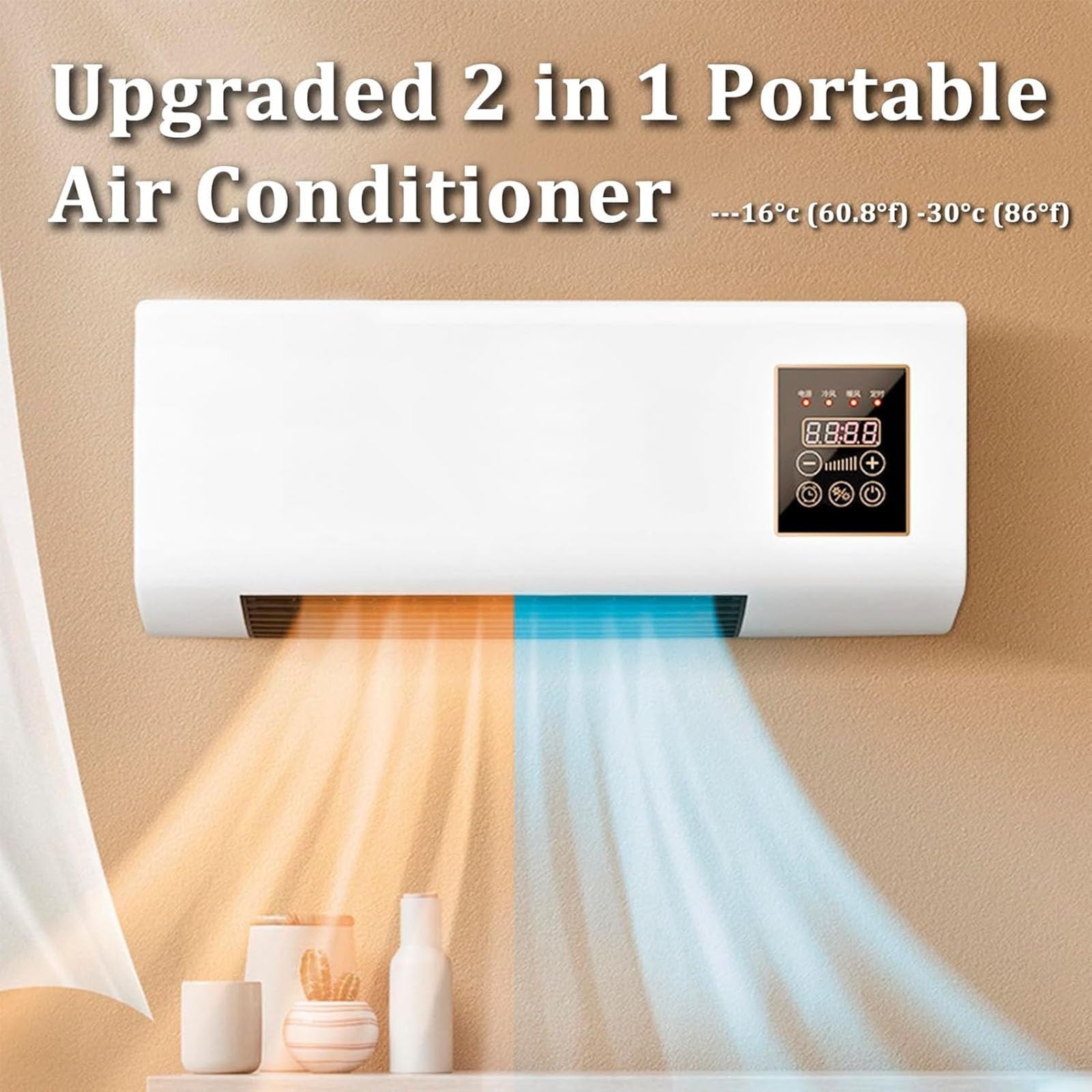 Ductless Split Klimaanlage - 2 in 1 Kühl & Wärme Wandmontierte AC-Einheit mit Fernbedienung, Super Leise Mini Tragbares System für Zuhause, Büro, Schlafzimmer
