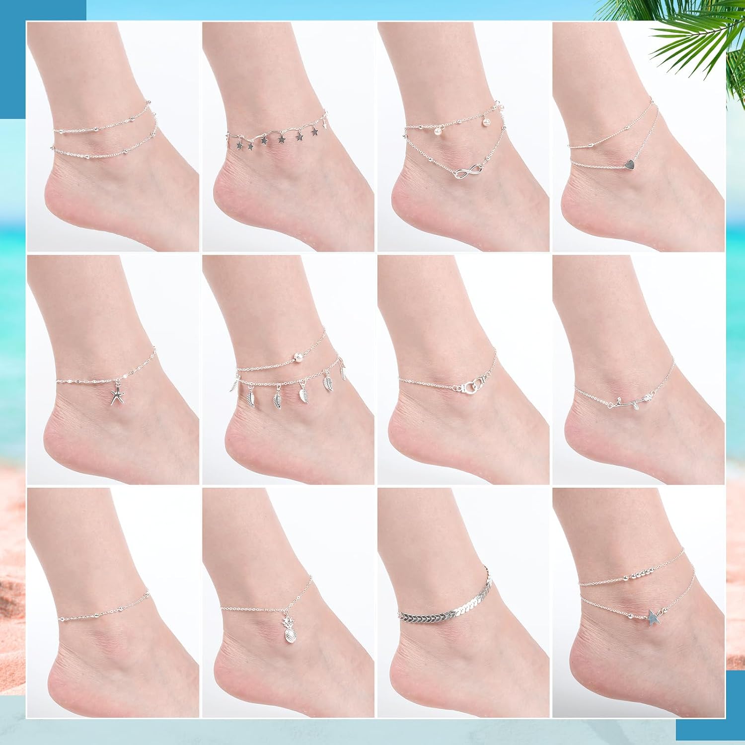 Hicarer Anklets Bracelets for Women Feet Jewelry Bulk image 5