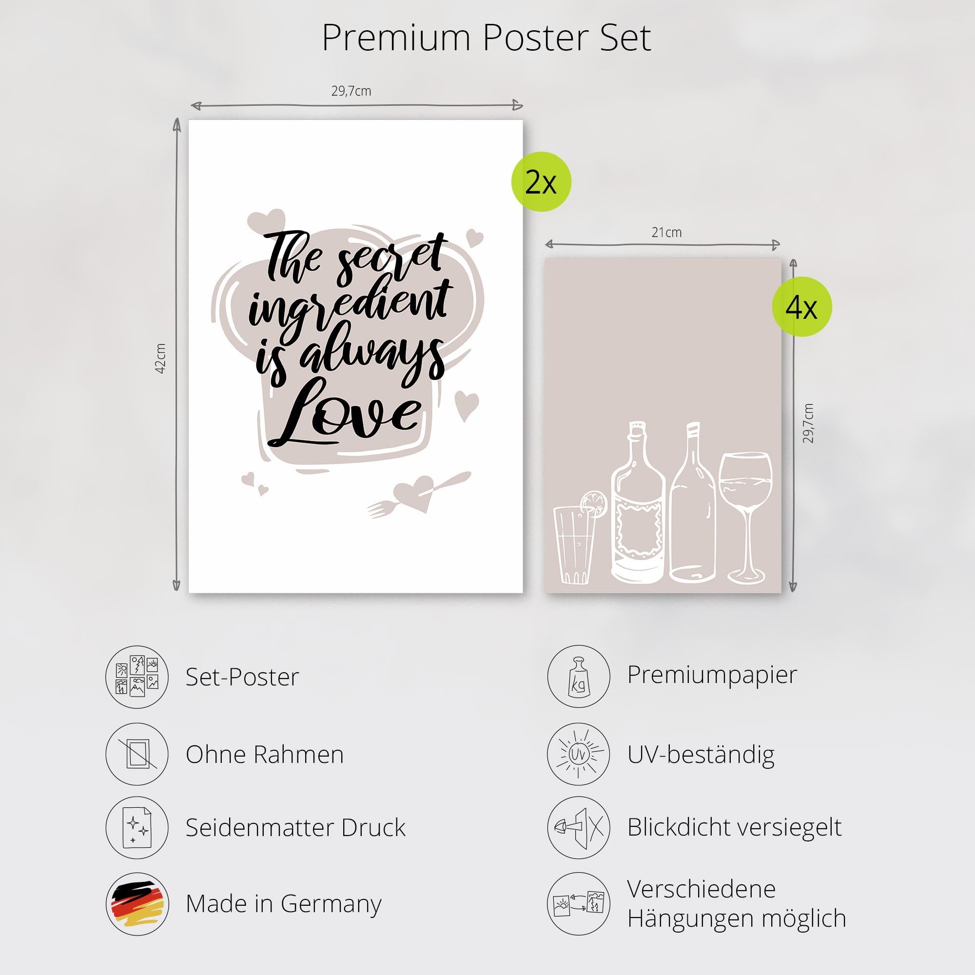 ARTLAND Poster Set 6tlg. 4xDIN A4 / 2xDIN A3 OHNE RAHMEN Matisse Art Collage schwarz