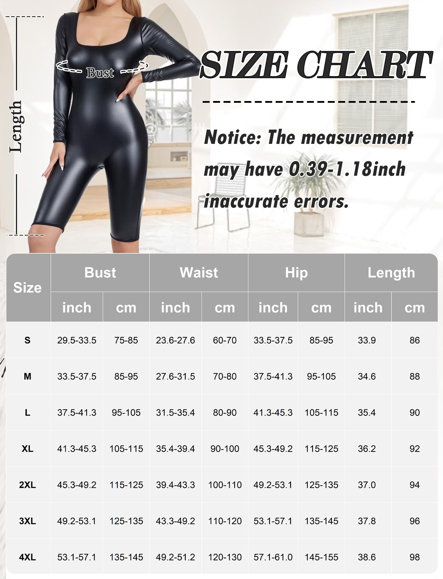 Bodysuit Femme Body en Cuir Sexy Une Pièce Jumpsuit Combinaison de Sport Catsuit Moulante Stretch Shapewear Costume de Fête Clubwear S-4XL
