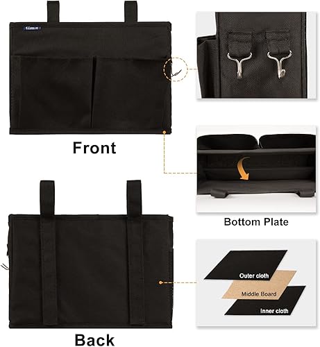 Miniatura 8 de Surblue - Organizador de cama colgante para mesita de noche, bolsa de almacenamiento, bolsillo para literas y camas de hospital, dormitorios
