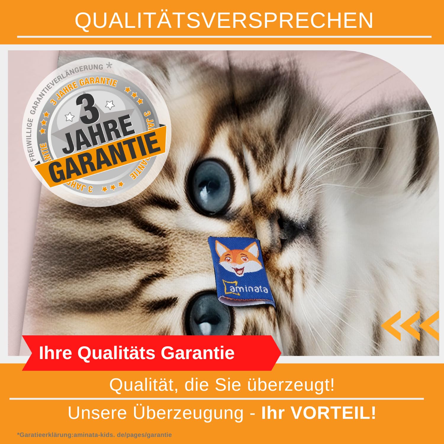 Aminata kids Katzen Bettwäsche 135x200 cm Biber Kinderbettwäsche Katzenmotiv Mädchen warm weich Winterbettwäsche 100% Baumwolle rosa