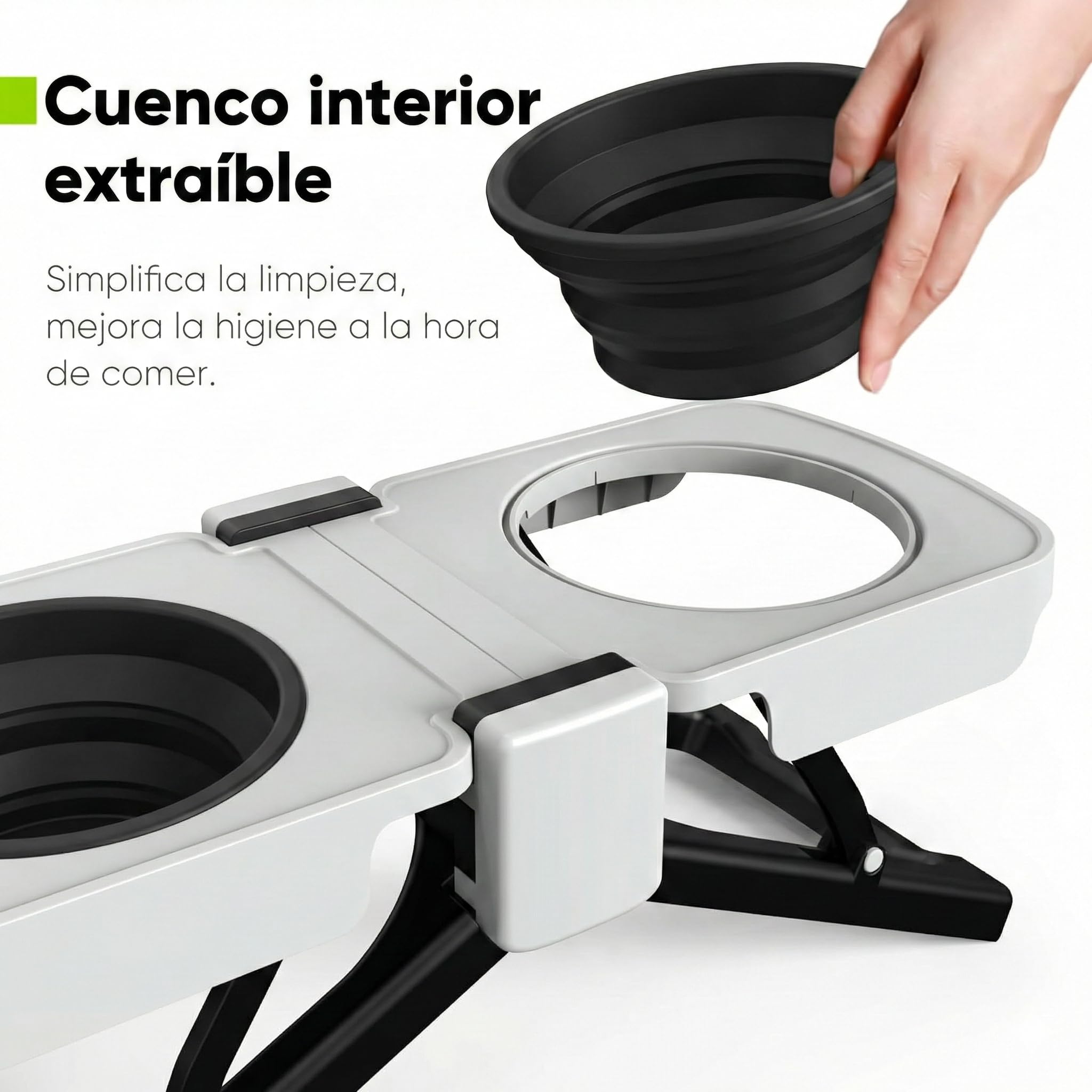 JARUKI® Comedero Elevado para Perro – Comedero y Bebedero Portátil Doble Cuenco Plegable, Compacto y Fácil de Transportar – Accesorios para Mascotas Ideal para Viajes, Camping y Caravanas.