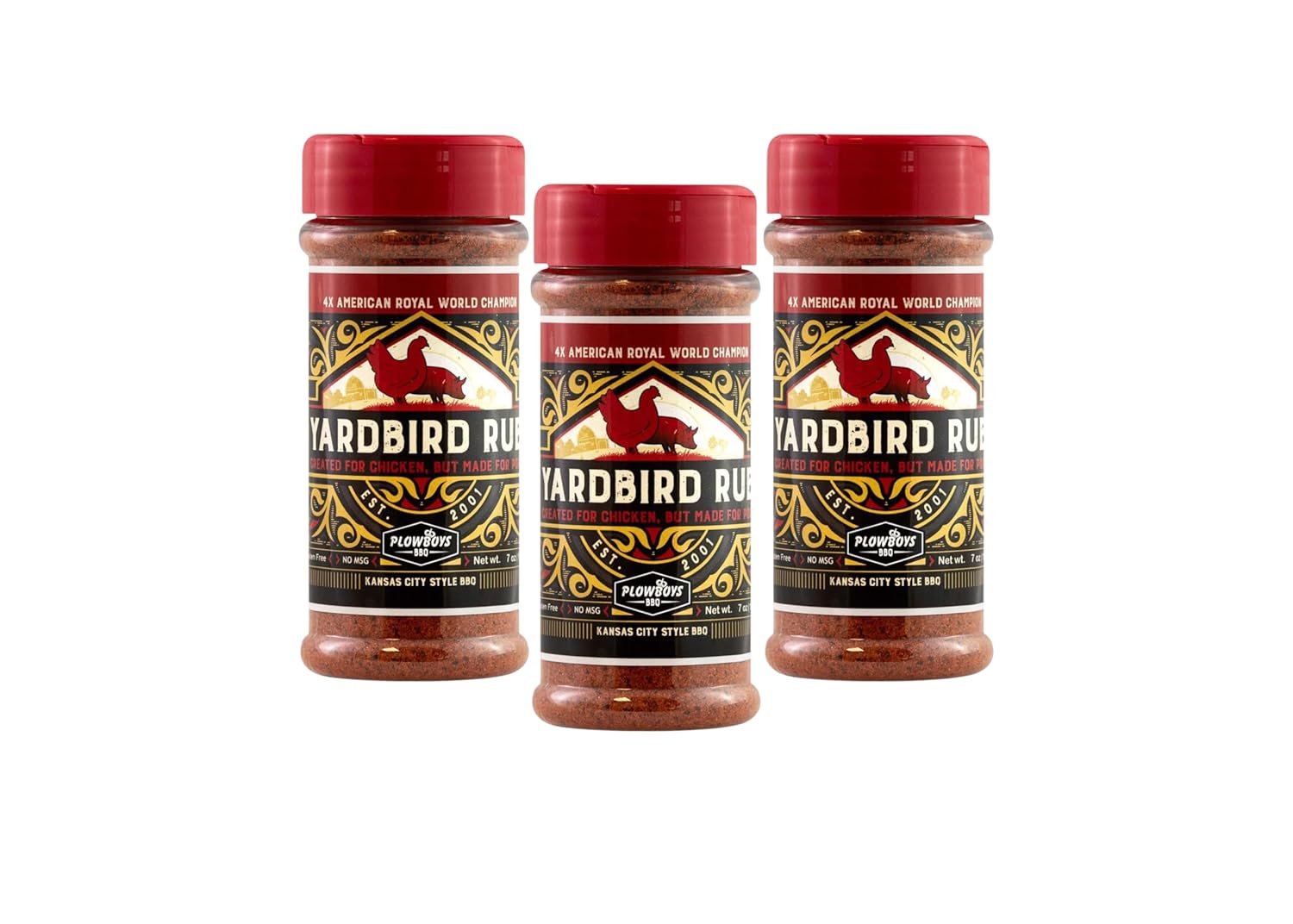 Plowboys BBQ Seasonings and Rubs – Award-Winning Championship Spice Blends for Grilling, Smoking, and Cooking (7 Ounce (Pack of 3), Yardbird)