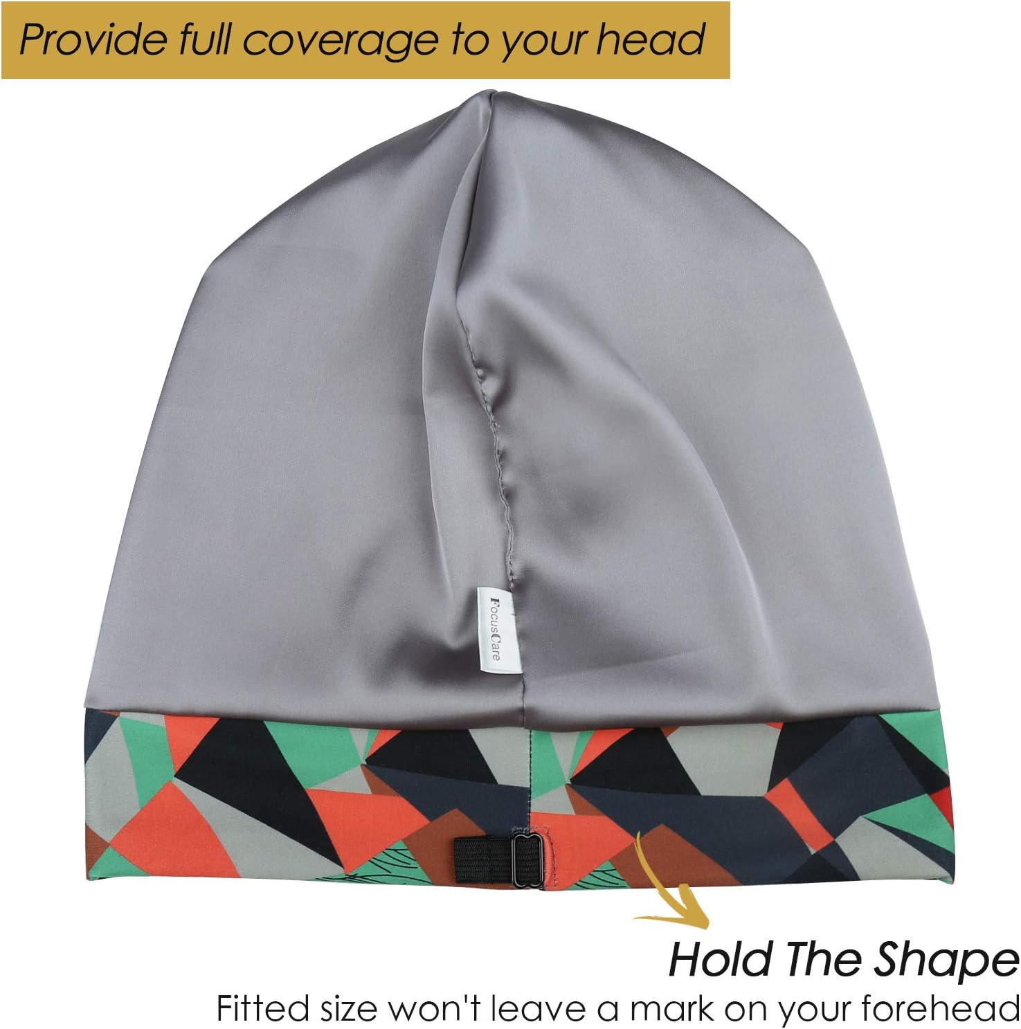 Adjustable Satin Lined Sleep Cap for Dreadlocks Curly Hair Large Head-Stay On Overnight image 2