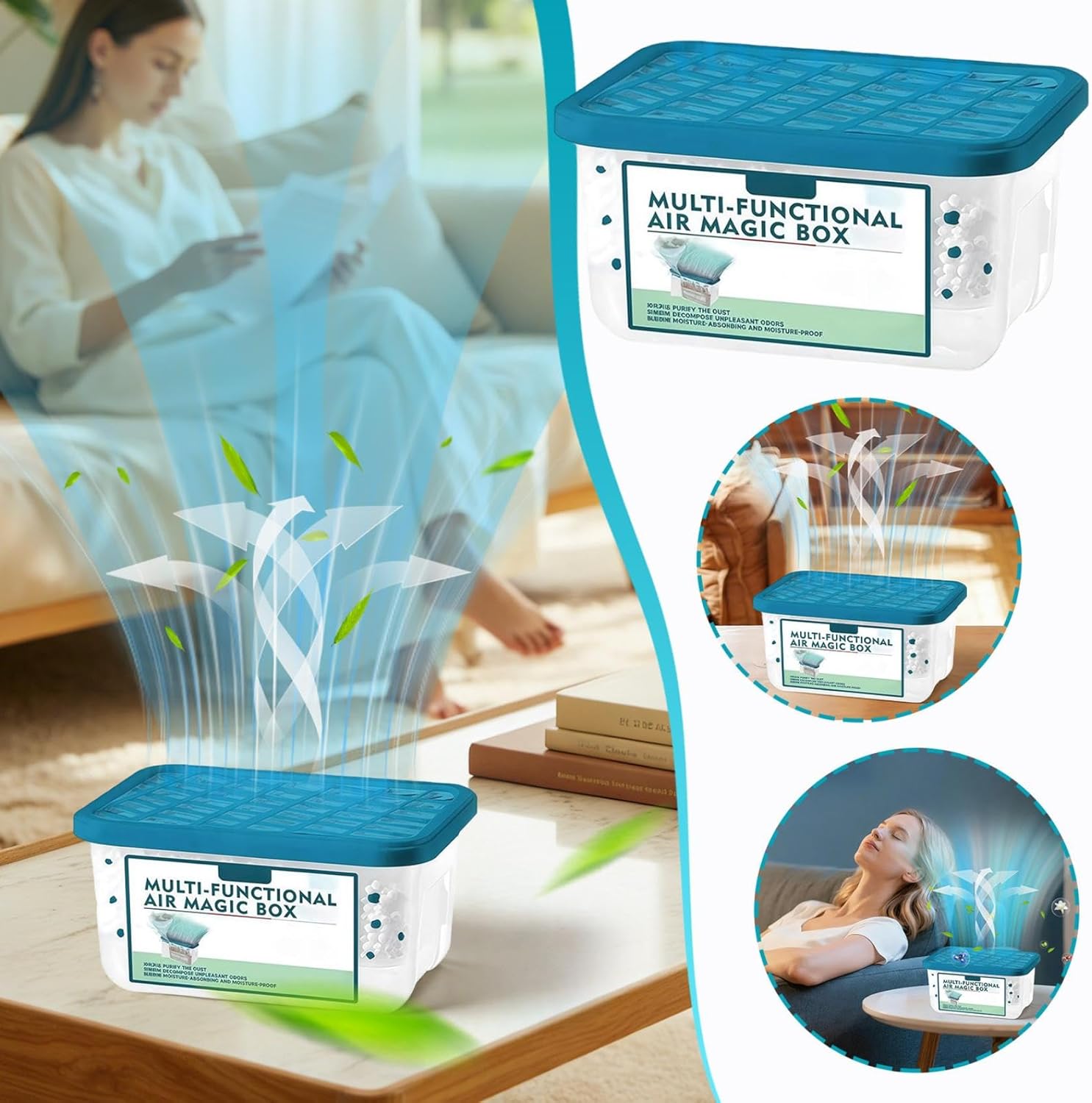 Air Magic Box, Multifunctional Air Magic Box, Dehumidifier Humidity Absorber Bucket - Indoor Air Purification Dust Removal Magic Box, Small Spaces Air Fresheners for Home Car Office (6PC, M)