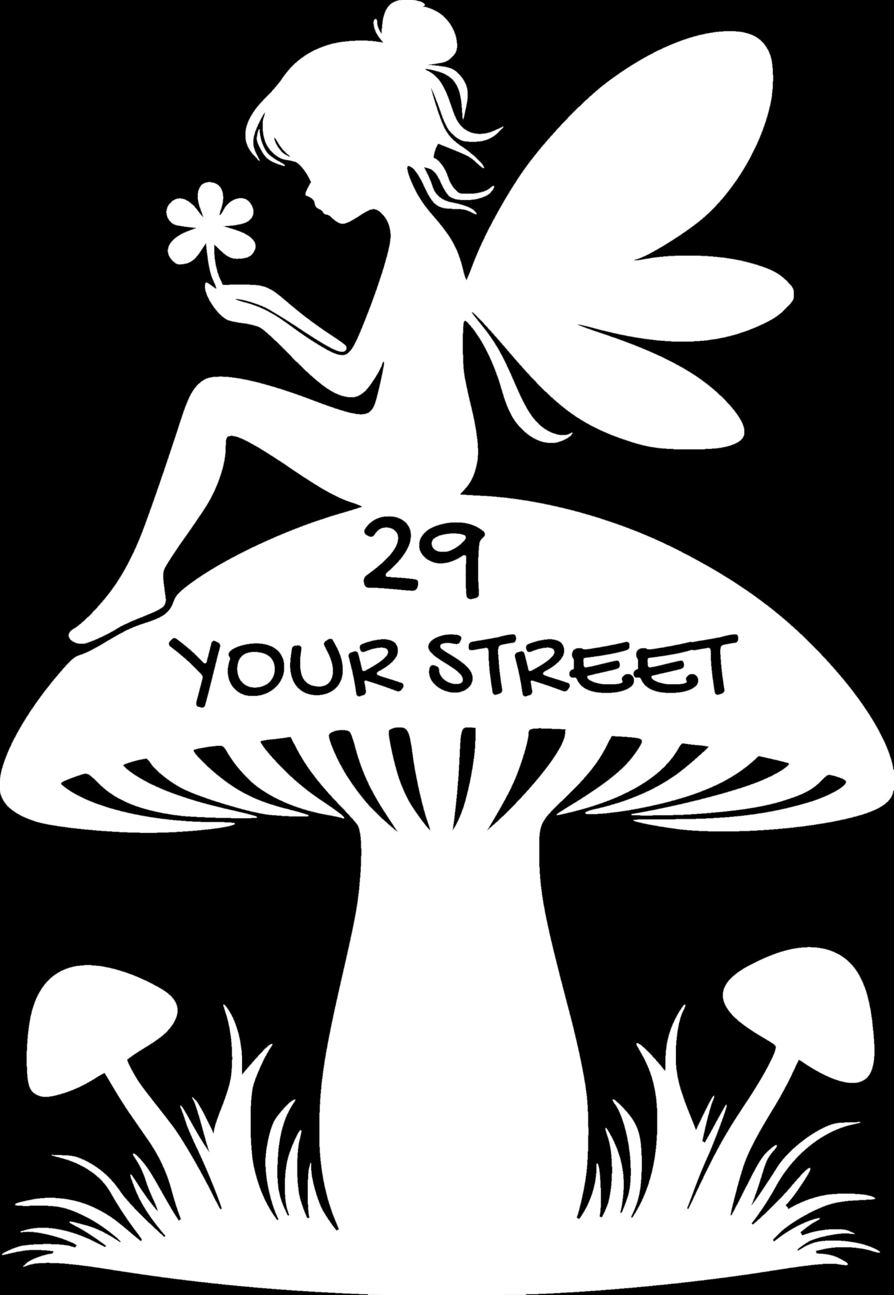 Pack of 3 Fairy & Mushroom Waterproof Wheelie Bin Stickers - Cute Garden Accessories - Number Sticker - Door - Stick On Numbers (White)