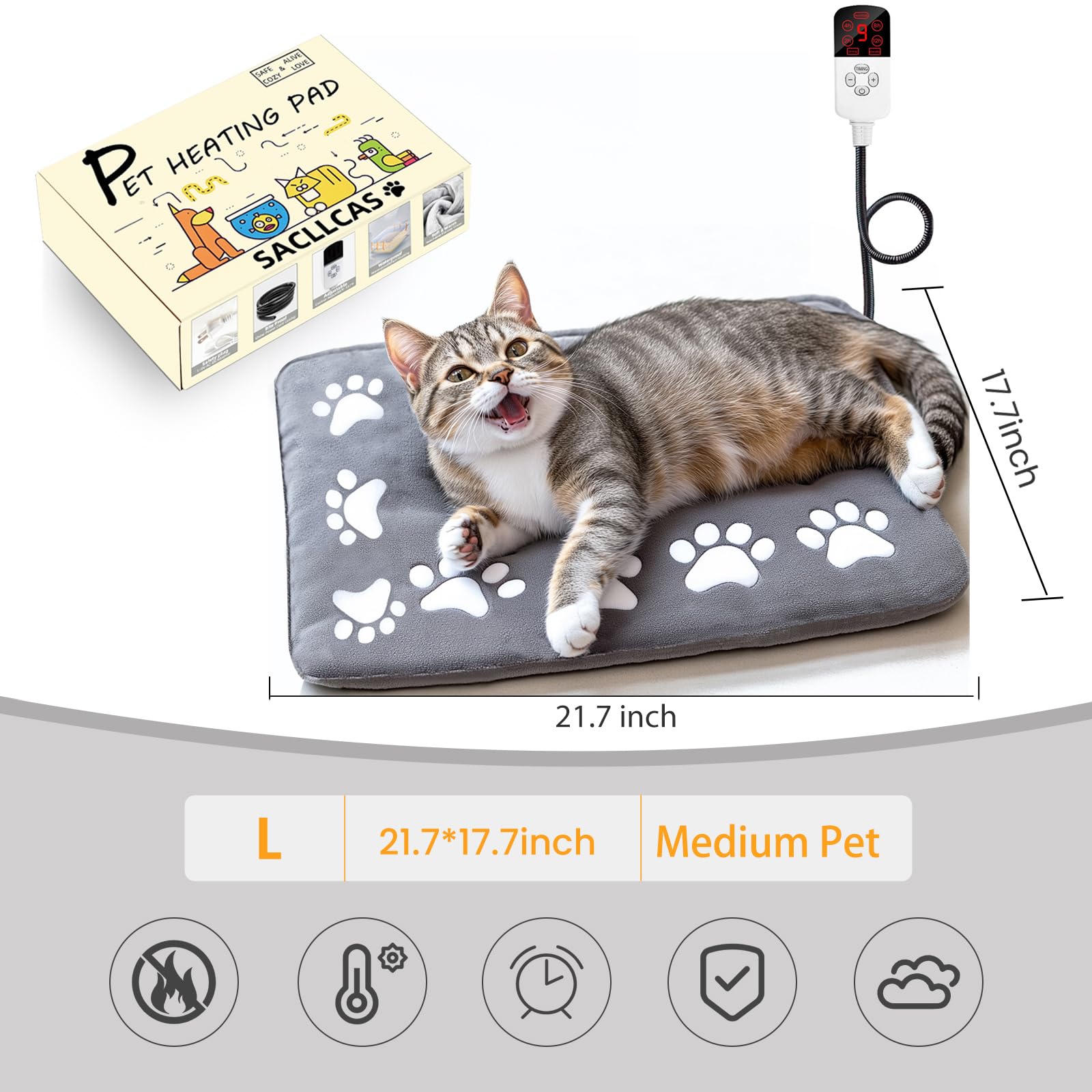 Pet Heating Pad With Remote - Adjustable Warming Mat For Cats, Dogs & Small Animals