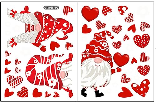 Miniatura 8 de Adhesivos para ventana de gnomo de corazón para el día de San Valentín decoración del día de San Valentín calcomanía de pared de corazón de gnomo