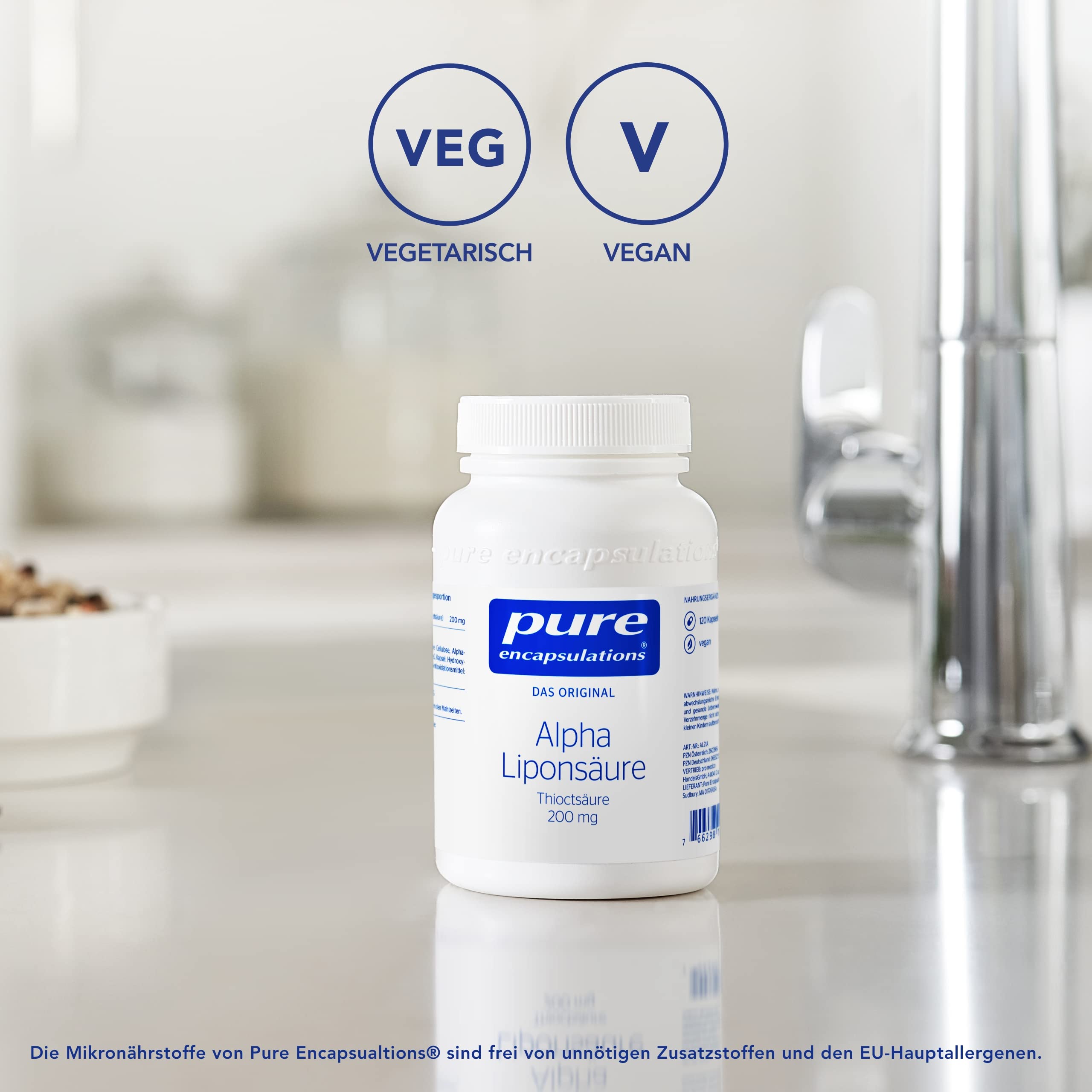 Pure Encapsulations - Alpha Liponsäure - 200mg Thioctsäure - Nahrungsergänzungsmittel - 120 Kapseln