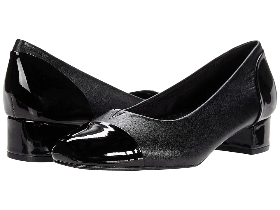 Trotters Daisy (Black Leather/Patent Leather) Women's Shoes INTERNATIONAL SHIPPING