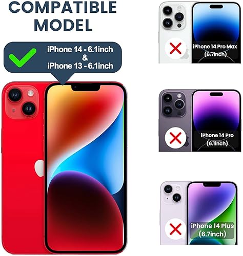 Miniatura 2 de Goton Funda para iPhone 14 y iPhone 13 con protector de pantalla, funda deslizante para cámara con soporte de anillo, resistente a prueba de golpes