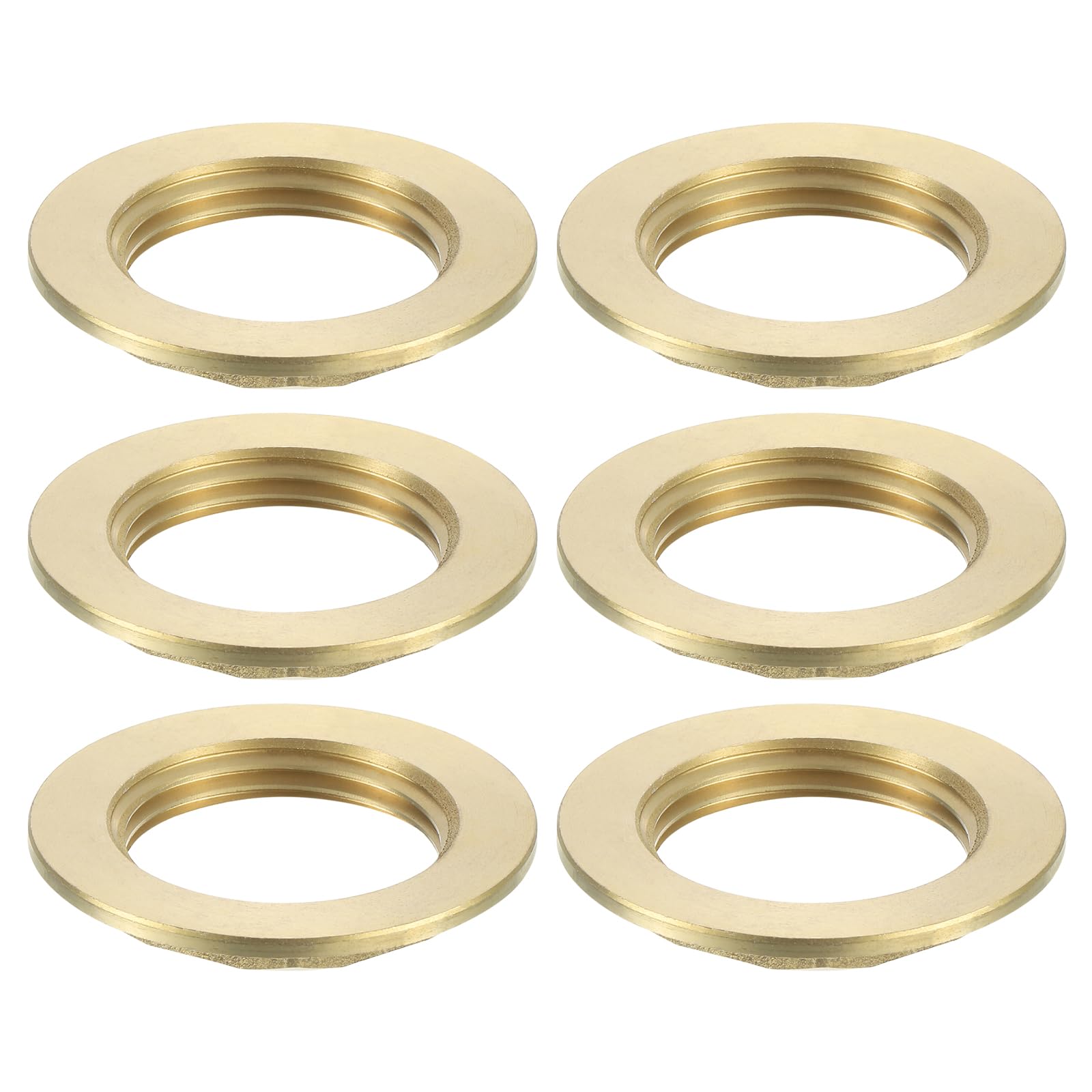 sourcing map G1 Pipe Fitting Hex Flange Lock Nut Locknut Female Threaded Fastening Thin Nut for Plumbing, Brass 6Pcs