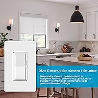 Vista 3 de Lutron Diva Interruptor Regulador Inteligente de Luz para Iluminación Caseta (requiere Lutron Smart Hub), para luces LED, 150 W, monopolar3 vías
