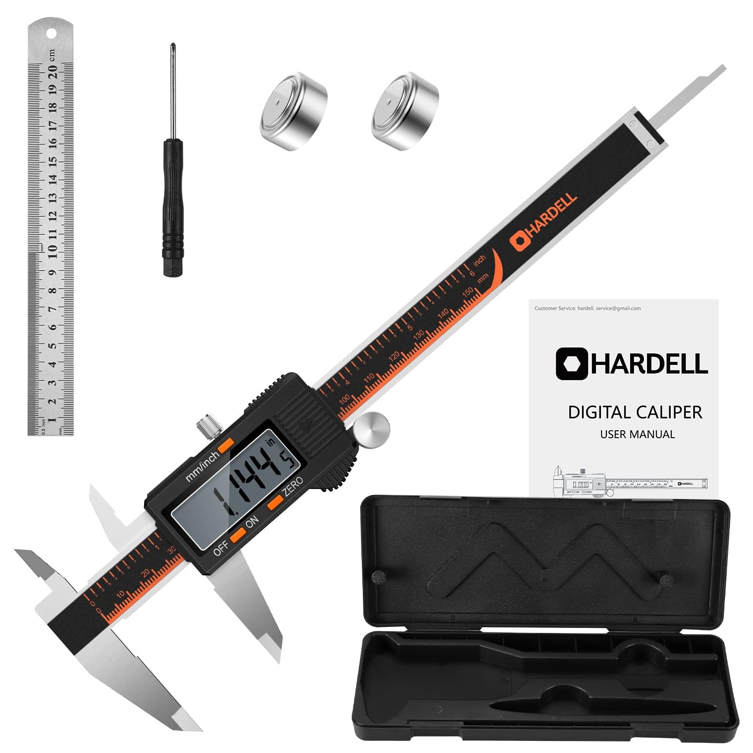 HARDELL Calibre Digital 150mm Pie de Rey Acero Inoxidable con Pantalla LCD