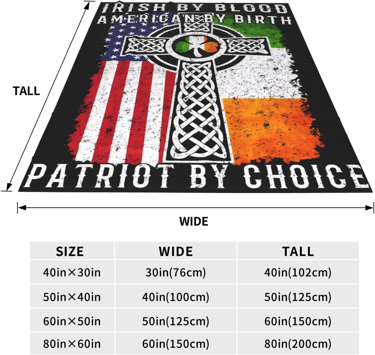 American Irish Cross Flag Ultra-Soft Micro Flannel Blanket Microfiber Throw Blankets All Seasons Warm Blanket for Bed Chair Couch Sofa Living Room Crib 60"X50"