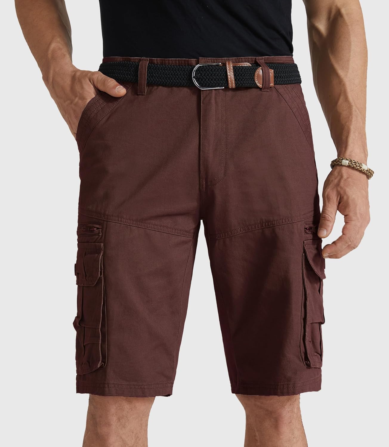 Mens Cargo Shorts Cotton Work Shorts Multi Pocket Casual Workout Shorts for Men NO Belt - Image 2