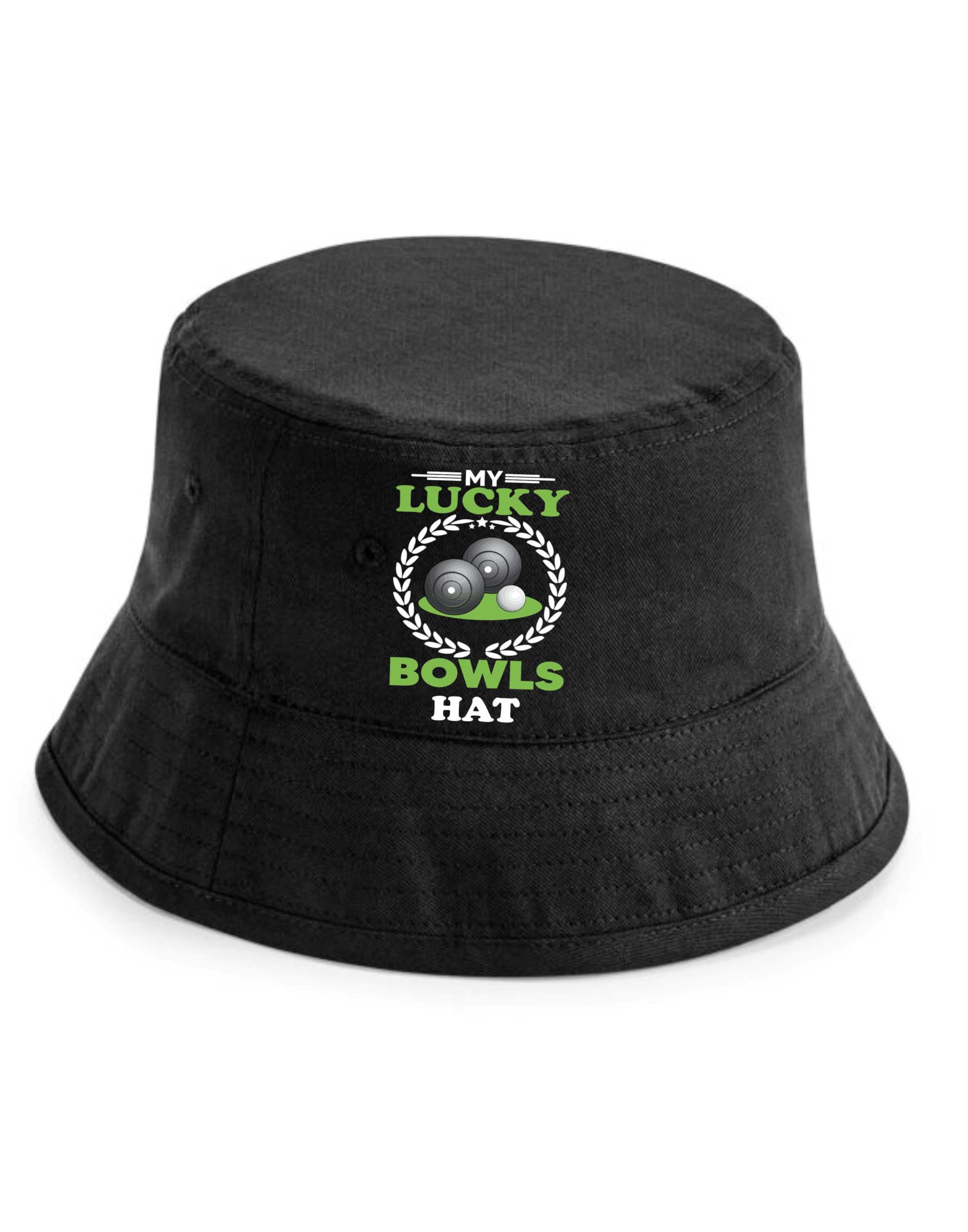 Print4u Unisex Black My Lucky Bowls Bucket Hat Gift Father's Day Crown Green Bowling Lxl