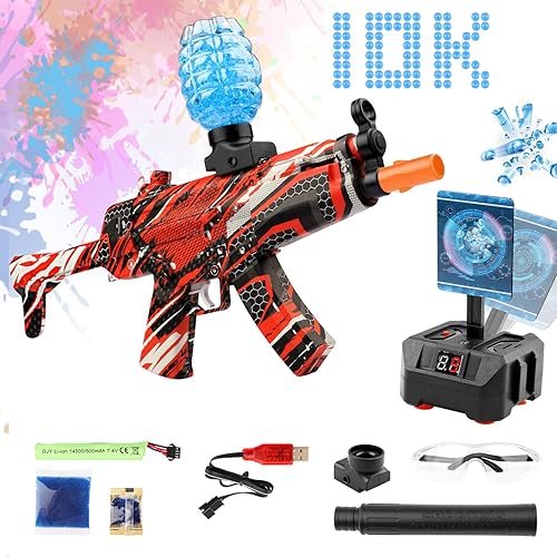 ARHIVA Pistola eléctrica de bolas de gel, lanzador automático de bolas de salpicaduras con blanco de disparo electrónico para actividades al aire