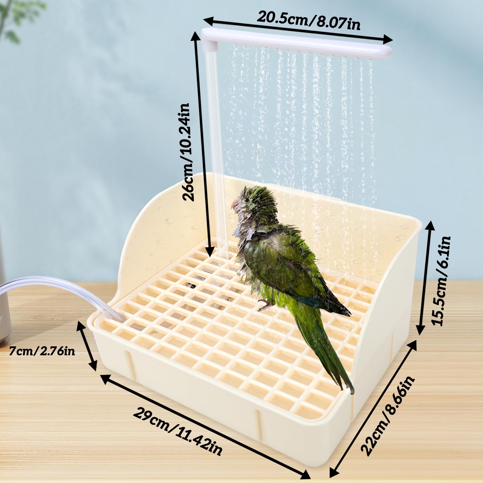 Automatic Bird Bath For Parrots - Electric Circulating Shower Fountain With Low Noise Pump For Cockatiels, Lovebirds & Pet Birds