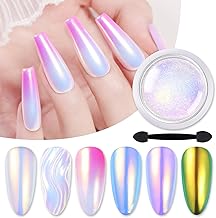 Born Pretty Chrome Nail Powder Auroras Nail Powder Mermaid Pearl Powder Glitter Dust Kit for Gel Polish Nail Art Decoration