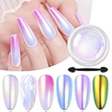 Born Pretty Chrome Nail Powder Auroras Nail Powder Mermaid Pearl Powder Glitter Dust Kit for Gel Polish Nail Art Decoration