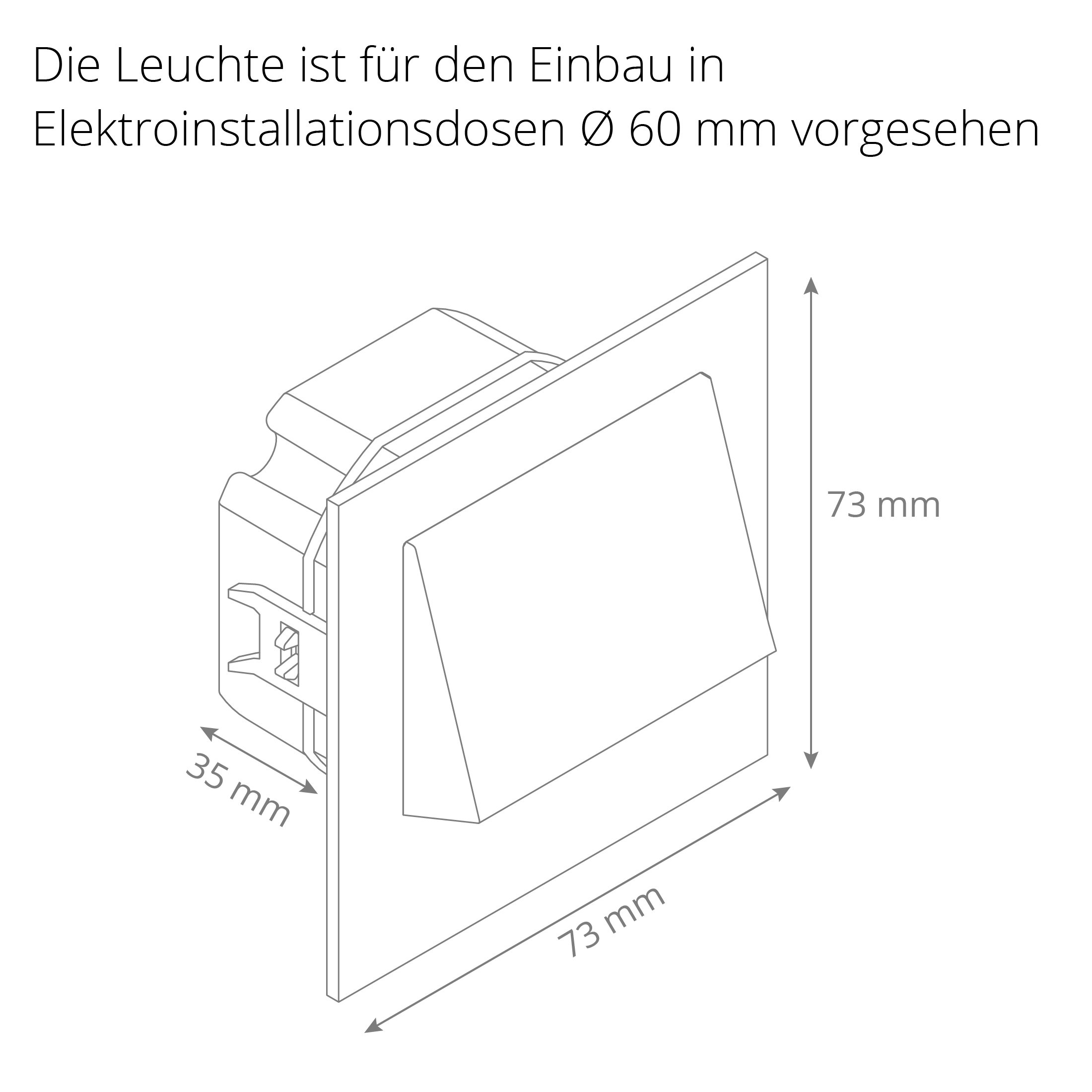 SSC-LUXon LED Treppen-Einbauleuchte NARVA in weiß 230V 1W - quadratisches Design Spotlight zur Stufen & Treppenbeleuchtung, Produktausführung:Weiß