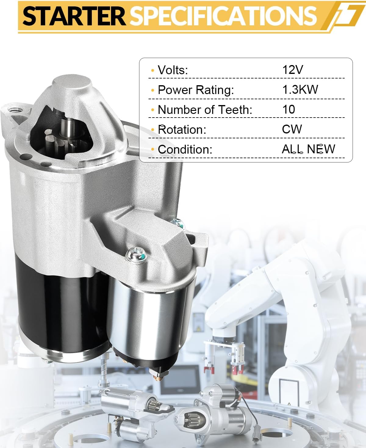 AATEE 56044735AB Starter Motor for:-Jeep Commander 2006-2009 4.7L V8, Grand Cherokee 2005-2009 4.7L V8,Liberty 2006-2007 3.7L V6 12V 1.2KW 10Teeth Motor Starter Replace# 410-48130 M000T32971 M0T31572