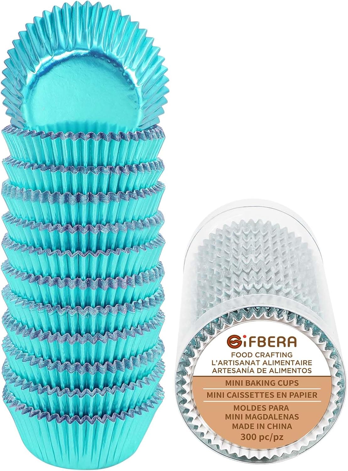 Gifbera Gold Foil Mini Cupcake Liners Small Muffin Baking Cups 300-Count