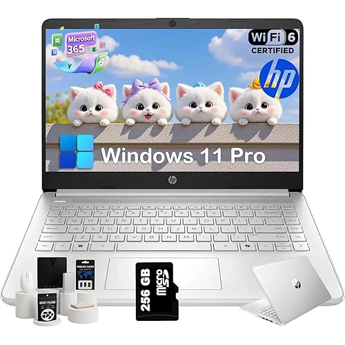 HP 2025 14 inch Everyday Laptop Computer for Student & Business - AI-Powered 1-Y Office 365 • Intel Quad-Core CPU • Ultra-Light • 16G RAM • 384G Storage (128G UFS+256G SD Card) • Win 11 Pro • Silver