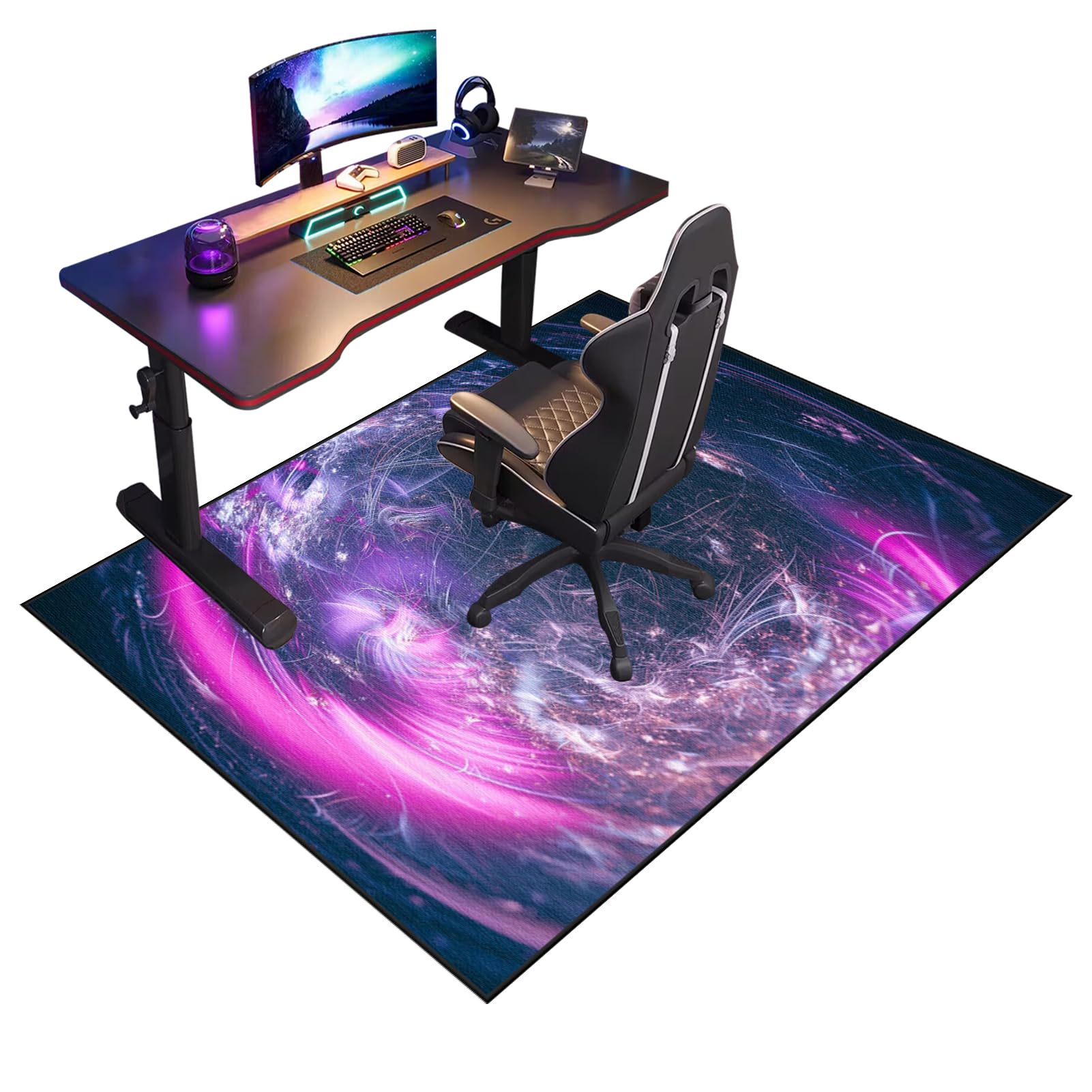 Fcenghox 605A Heavy Duty Office Gaming Chair Mats For Hardwood Floor Non-Slip Desk Chair Mat Low Pile Floor Protectors Mat For Rolling Chair Computer Chair Carpet Mat For Tile Laminate Rolling Chair 100 X 140 Cm