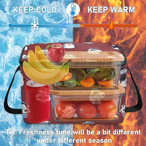 Miniatura 6 de Bolsa de almuerzo aislada con diseño de pingüino para mujer, reutilizable, bolsa cuadrada para comidas para adultos y hombres, lonchera más fresca