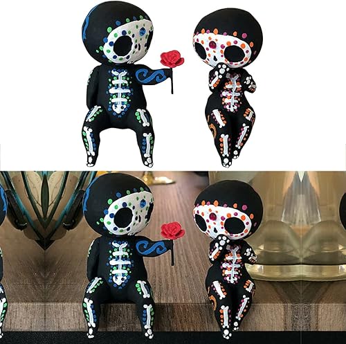 Miniatura 4 de Decoración del día de San Valentín, figura de calavera de azúcar, estatua para parejas, lindo esqueleto mexicano de Halloween, día de los muertos