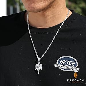 Amazon | KRKC&CO ネックレス 天使ペンダント 幅3mmフレンチロープ