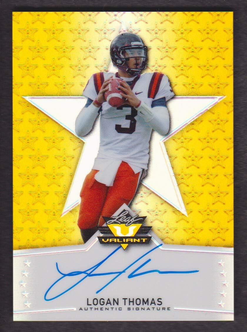2014 Leaf Valiant Draft Football Yellow #BA-LT1 Logan Thomas Auto 07/10