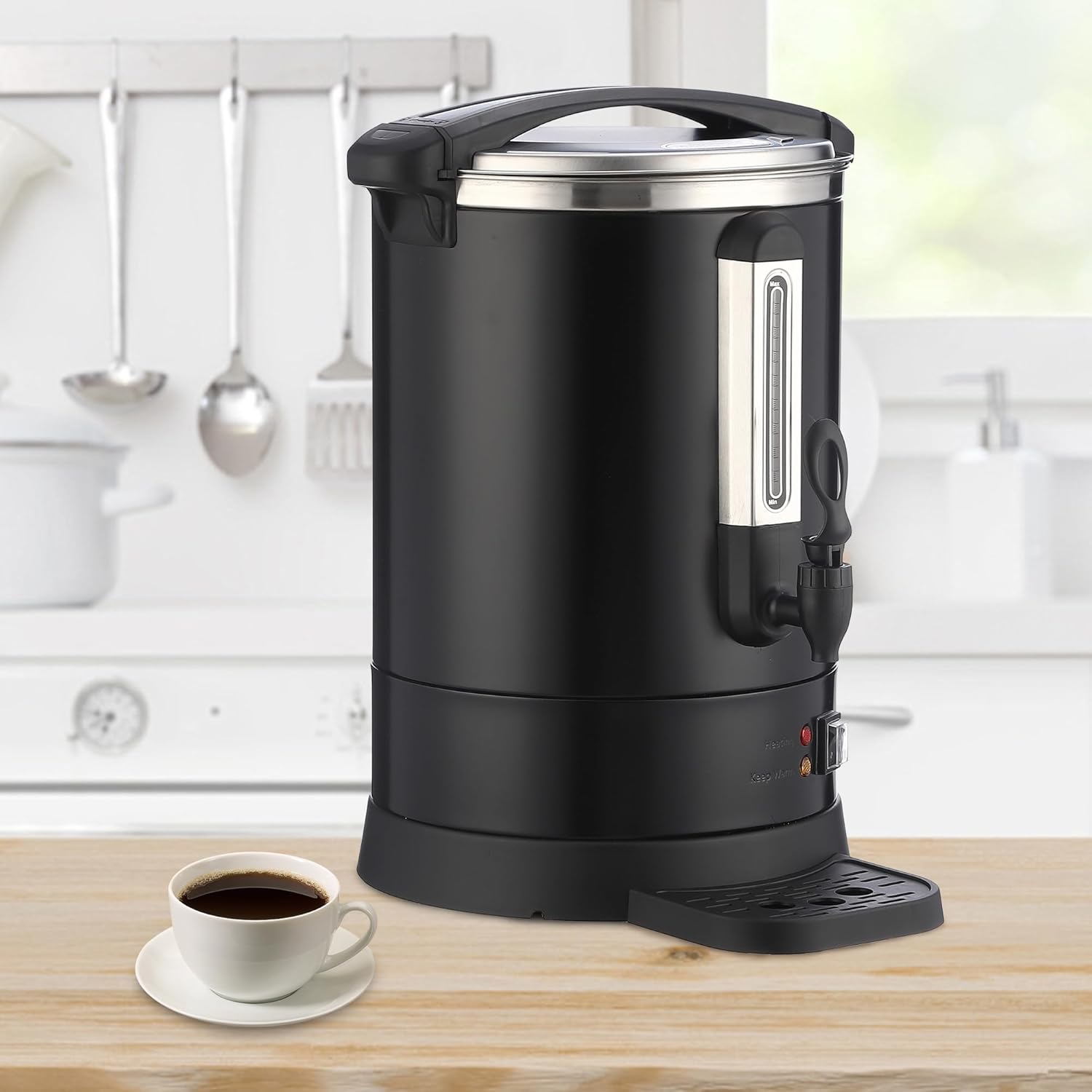 120 Cups Coffee Urn Hot Water Urn,18L/4.8 Gal Large Stainless Steel Commercial Coffee Maker with Double Wall Insulation, Electric Hot Beverage Dispenser for Buffet Party Catering,Weddings