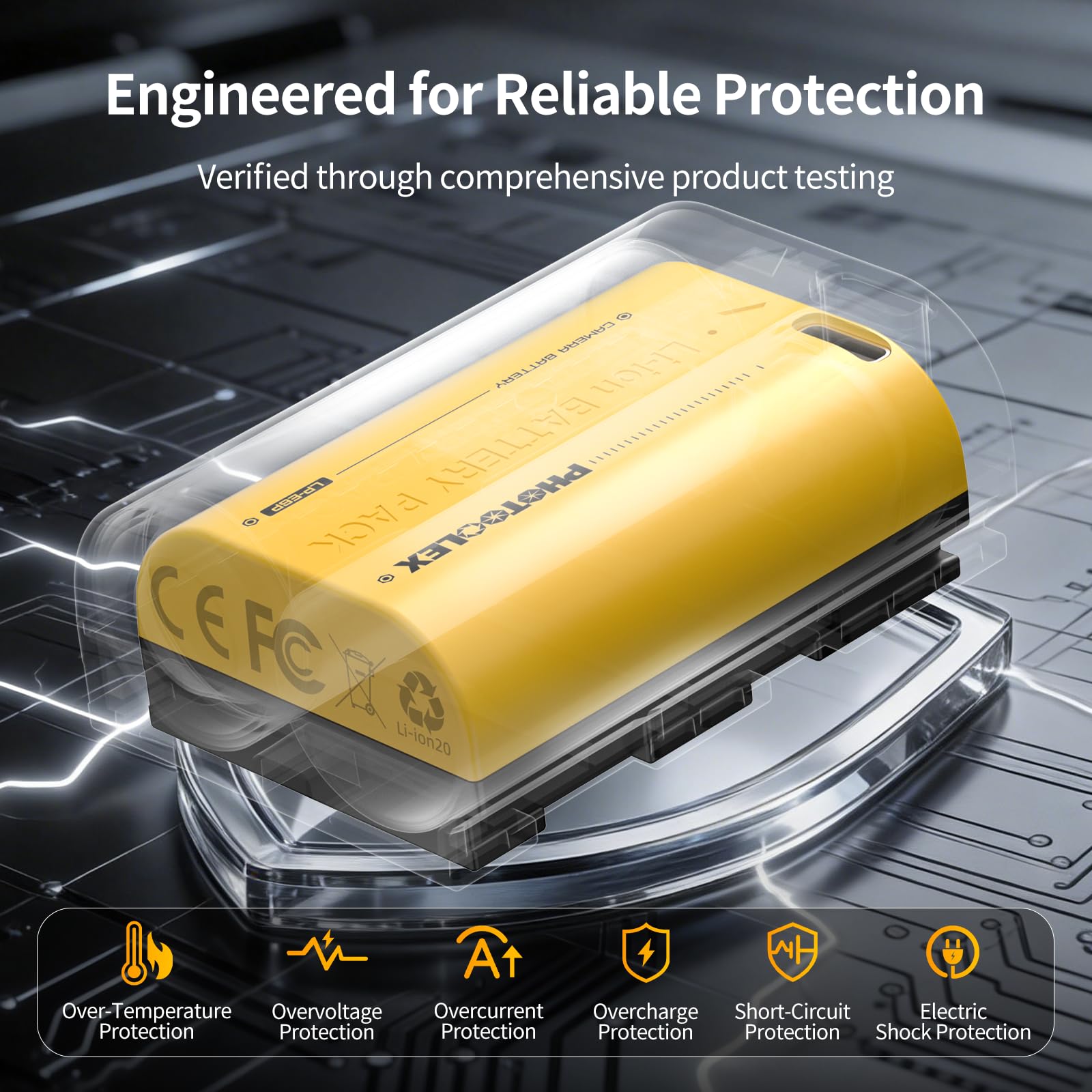 PHOTOOLEX LP-E6P Batterie, 2520mAh Batterie Rechargeable pour Canon avec Port USB-C, Compatible avec Canon EOS R6 Mark II/R5 Mark II/R/R7/R6/R5/C50/5D Mark III et IV/5DS/6D/6D Mark II/7D/80D et 90D