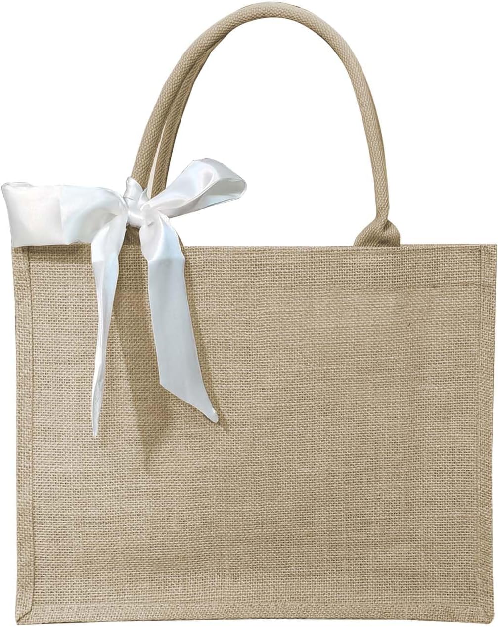 6pcs Burlap Tote Bag Set with Handles,15.35 * 5.91 * 11.81 Inches Jute Tote Blank Waterproof Reusable Grocery Bags for Women Bridesmaid Gift Christmas Shopping Wedding Travel DIY - Image 5