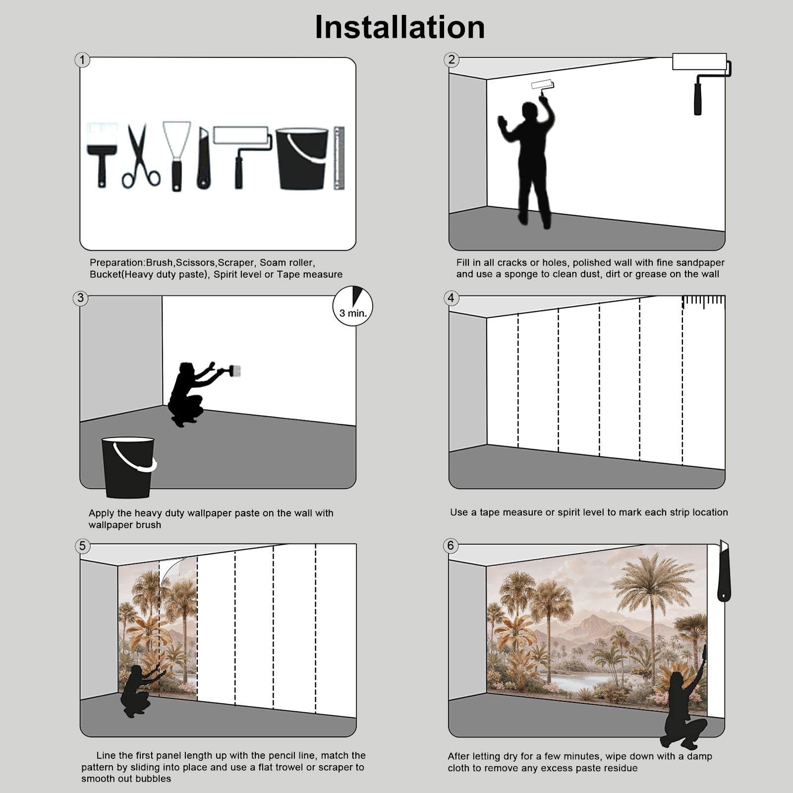 Fotomurales Paisaje Selva Exótica 200 × 140 Cm Xxl Papel Pintado Tejido No Tejido, Palmeras Montañas Lagos Fotográfico Pared Decorativos Murales Póster Para Dormitorio Salón Tv Pared