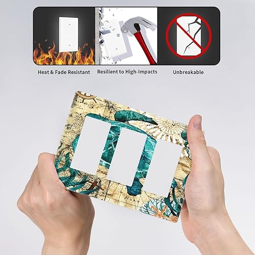 Vista 388 de Placa de pared con interruptor de luz de doble interruptor de pared para niños, diseño de dinosaurio, galaxia, espacio exterior, planeta, nebulosa