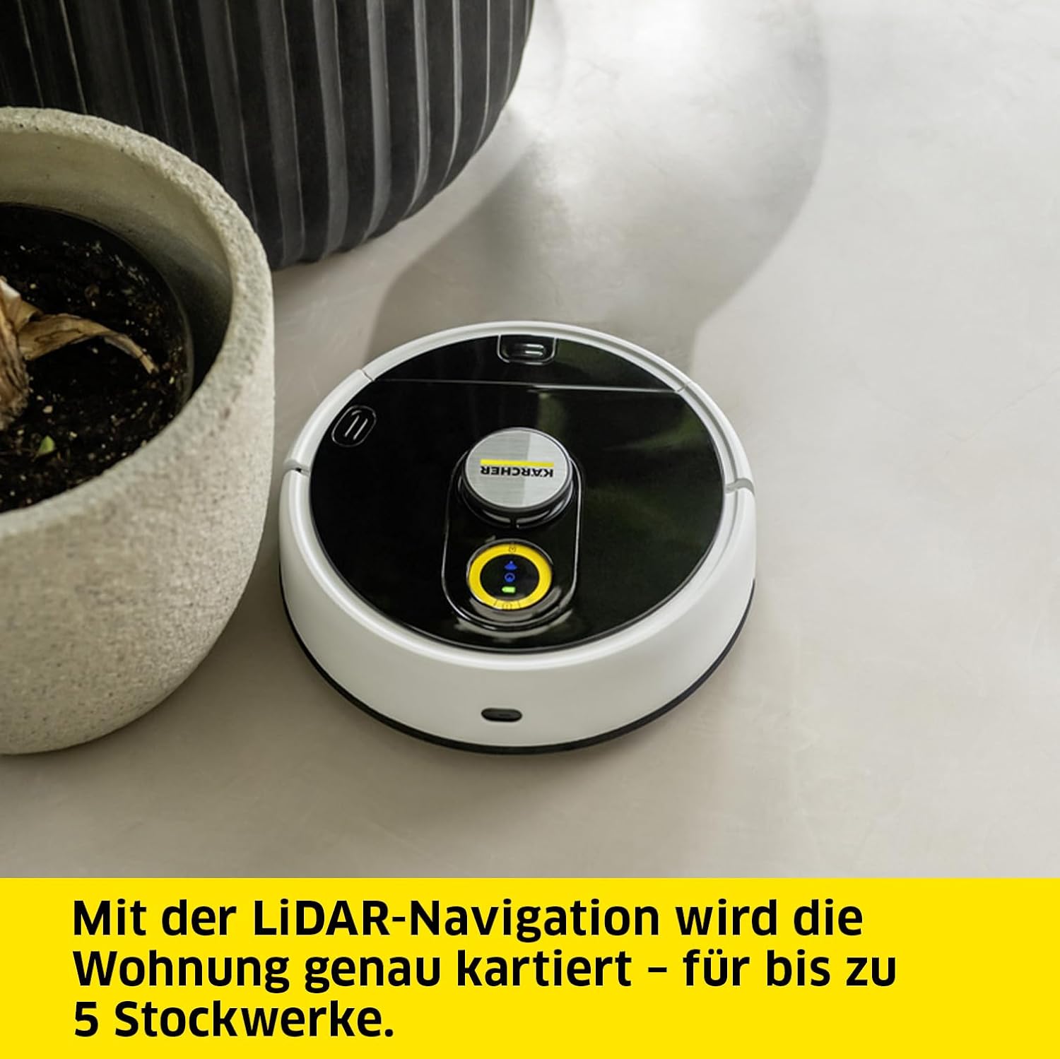 Kärcher Robot Friegasuelos RCF 3, Control Inteligente a través de la App, Sistema de navegación láser (LiDAR), mapeo, detección de Habitaciones y obstáculos, autonomía: 120min, para Suelos Duros 6