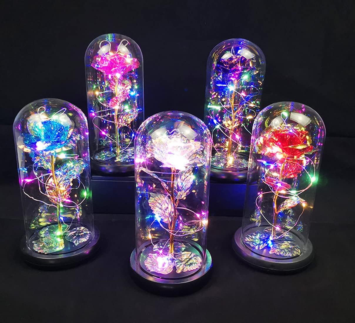 Christmas Rose Gifts for Women,Beauty and The Beast Rose,Galaxy Rose Flower,Birthday Gifts for Wife Girl Friend,Glass Rose Gift,Unique Gifts for Thanksgiving,Anniversary,Valentine's Day (Blue)