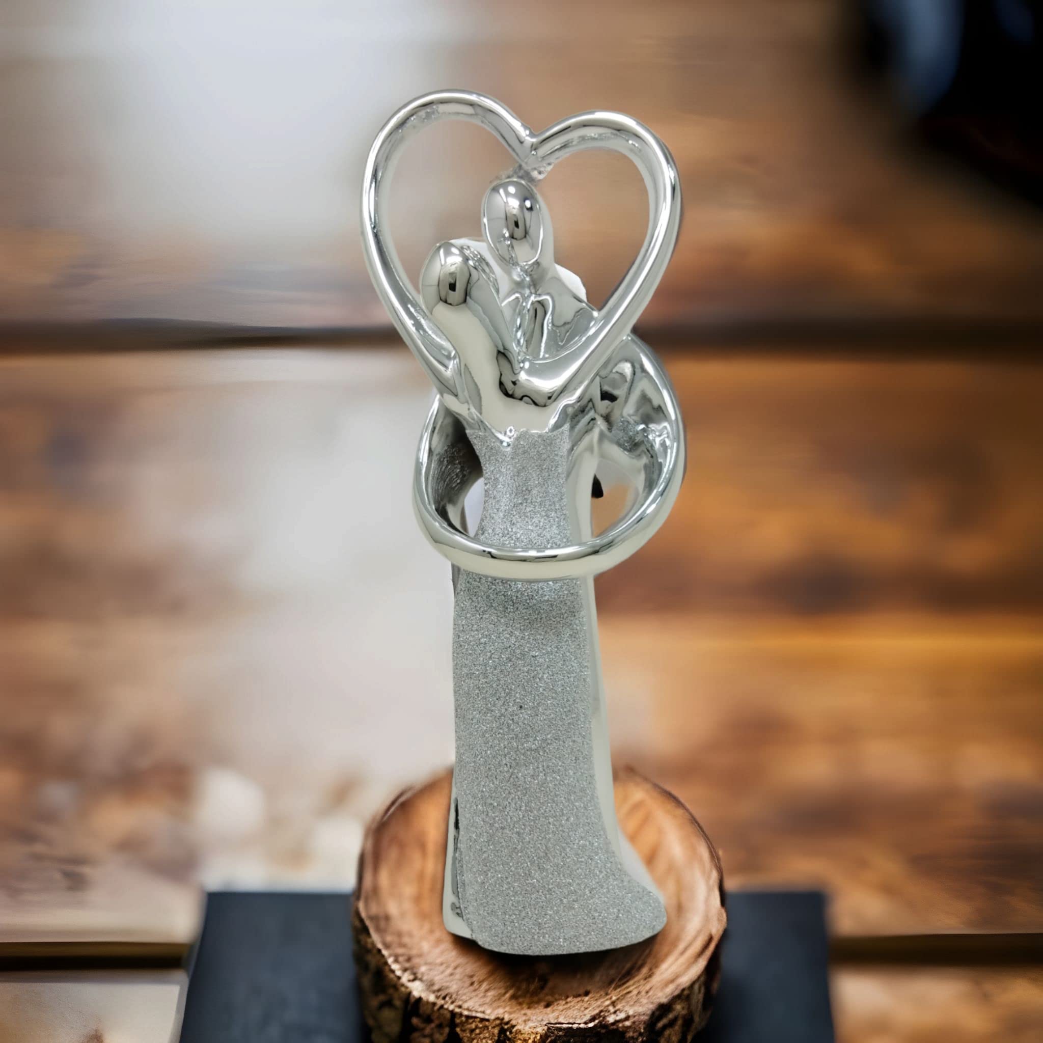 Wedding and Anniversary Gift for Couple and Family| Extra Tall (31cm) Beautiful Showpiece for Home Decor, Living Room| Silver & Glitter