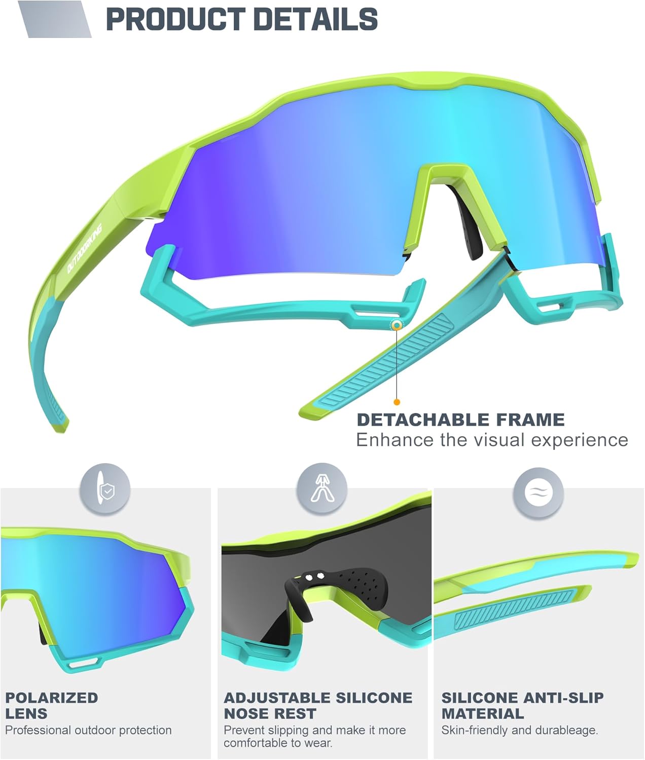 Sport Polarized Sunglasses for Men and Women, Stylish and Lightweight Cycling Sunglasses with UV400 Protection