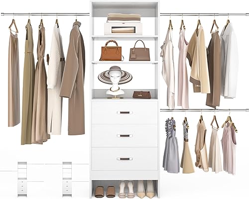 Miniatura 1 de Sistema organizador de armario de 96 pulgadas con 3 varillas para colgar (sin 3 estantes de almacenamiento), sistemas de armario de 8 pies, armario