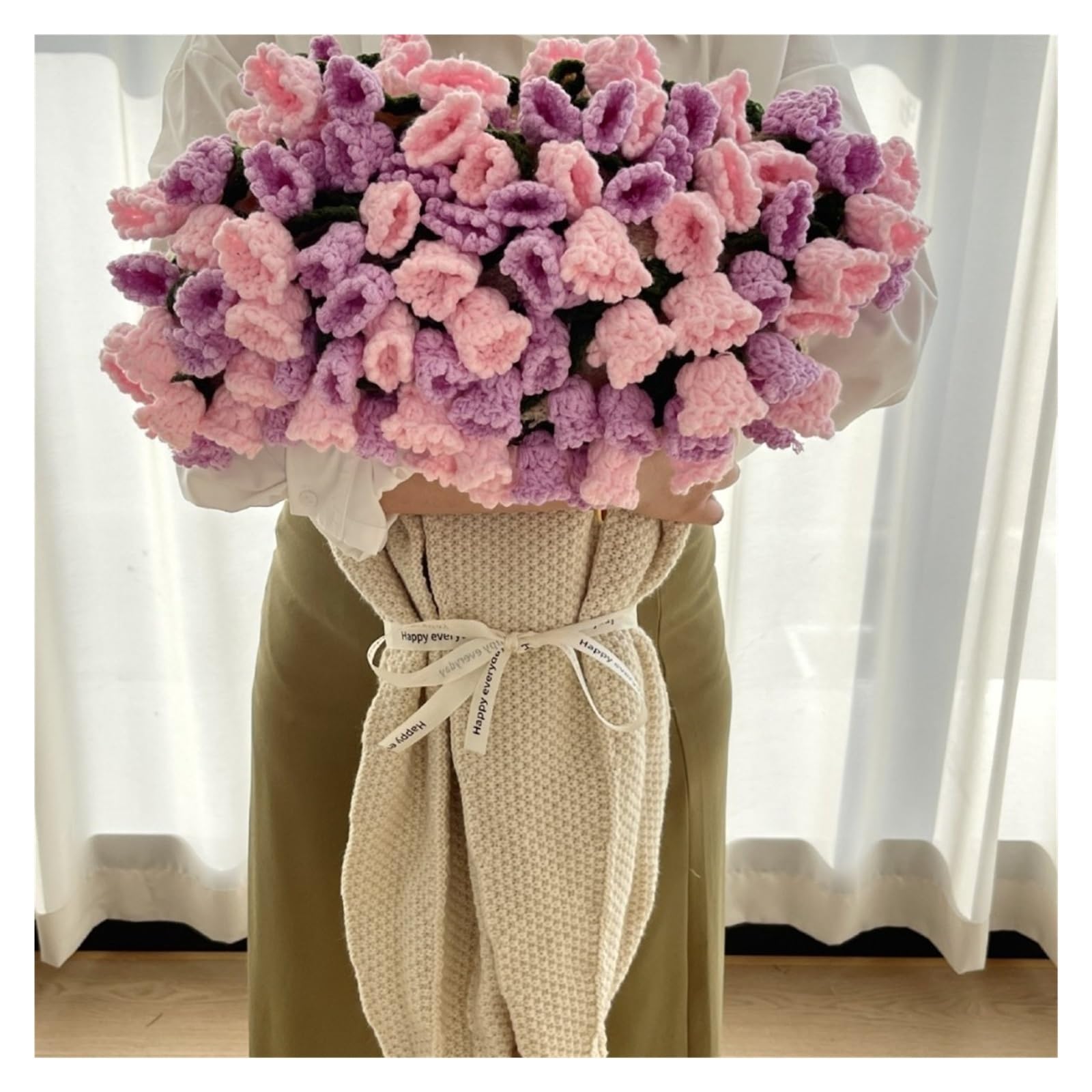 TRRYUIP Bouquet Blanket 1PC Crochet Rose Bouquet Blanket Finished Flower Sunflower Carnation DIY Craft Artificial Knitted(Color 1)